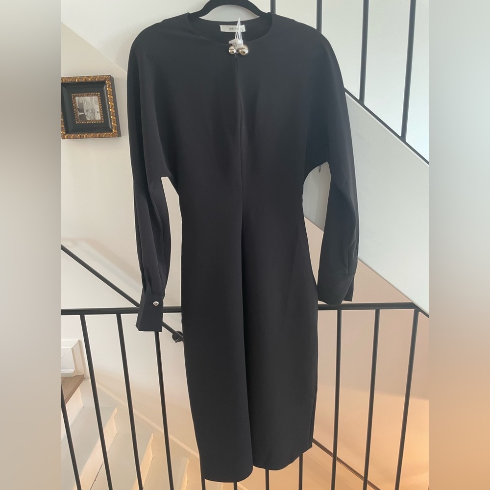 INFFTRU Black Structured Midi Dress – Size 36 (XS/S)
